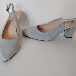 Shoes of Prey Gray Suede Slingback Shoes 6.5 NEW